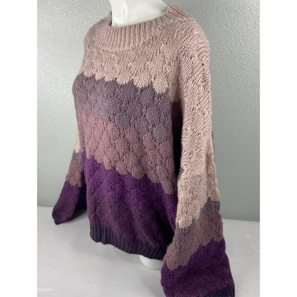 Listicle Women Large Knit Sweater Purple Shades Casual Mid Weight NWT - Picture 4 of 9